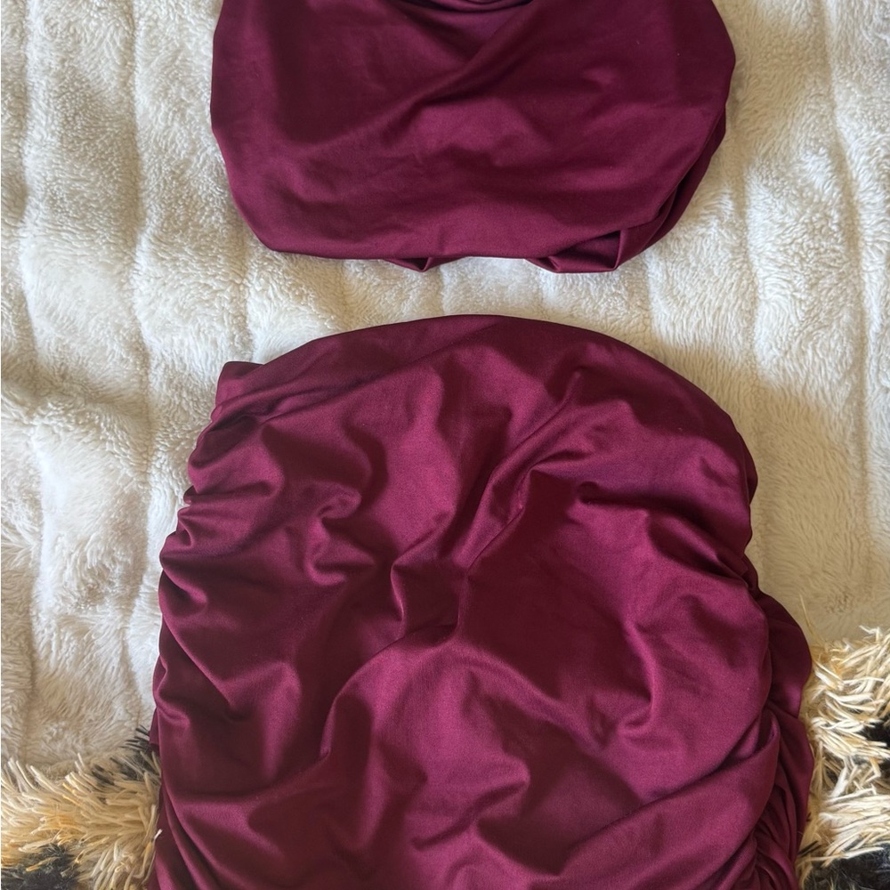 Amazon Burgundy Skirt Set